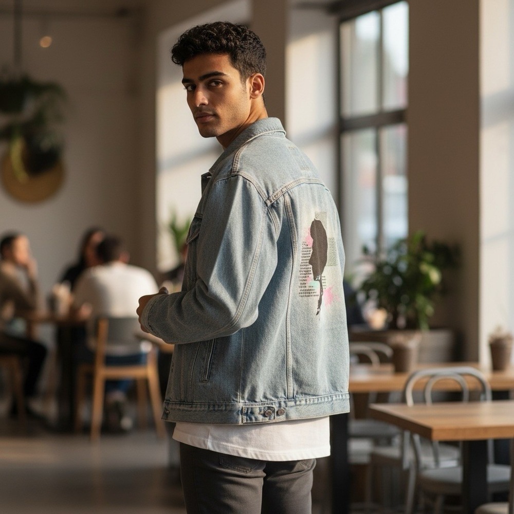 Levi's Ex-Boyfriend UNISEX Trucker Denim Jacket Back Silhouette Graphic Mens 2XL